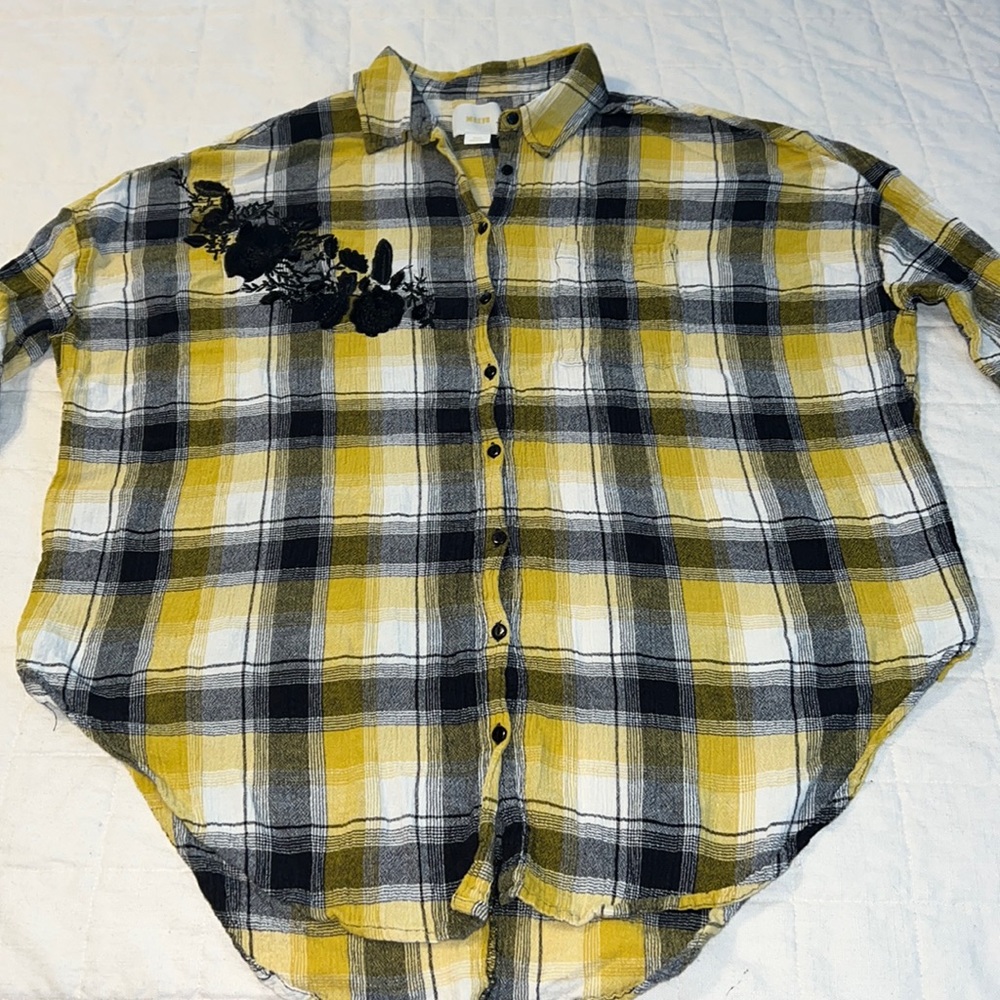Anthropologie Maeve Plaid Top XS